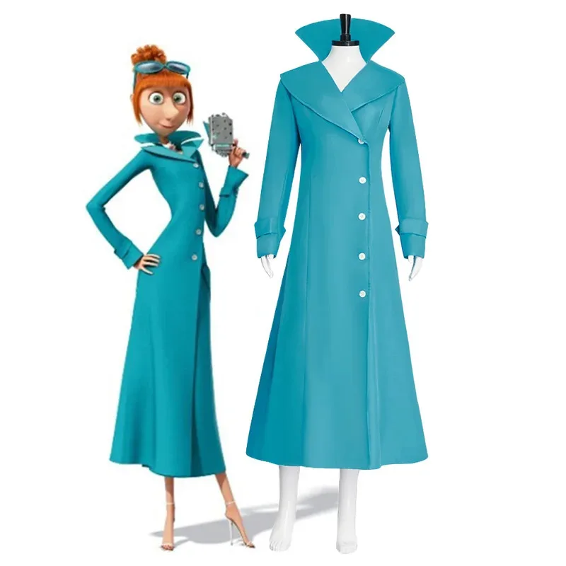 Lucy Wilde Cosplay Costume Blue Long Jacket Animated Movies Lucy's Overcoat Wome Halloween Partyn's Trench Coat For Woman Adult