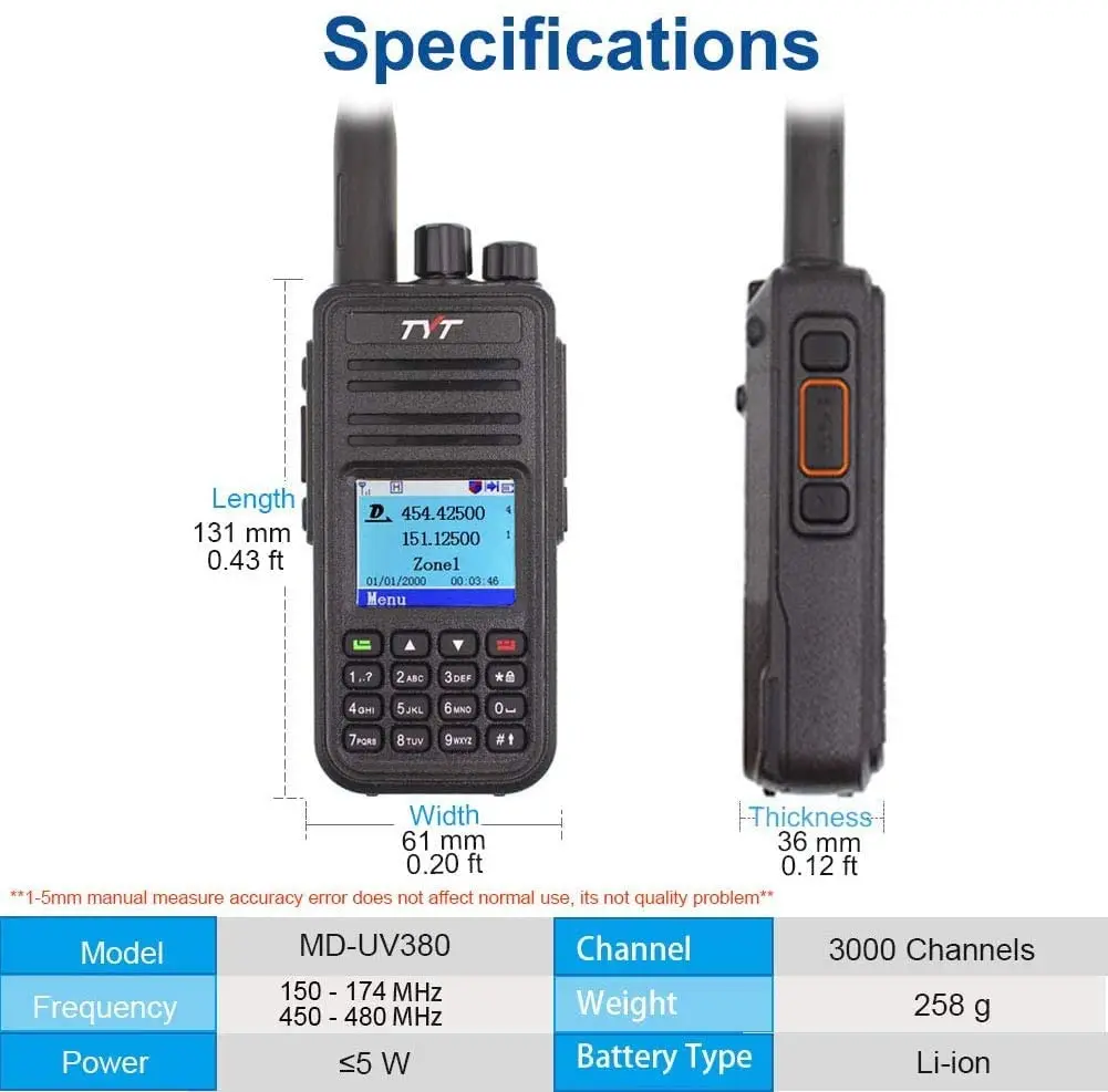 TYT MD-UV380 DMR цифровое/Аналоговое двухдиапазонное радио с двумя слотами времени, работа с точкой доступа, Любительское радио