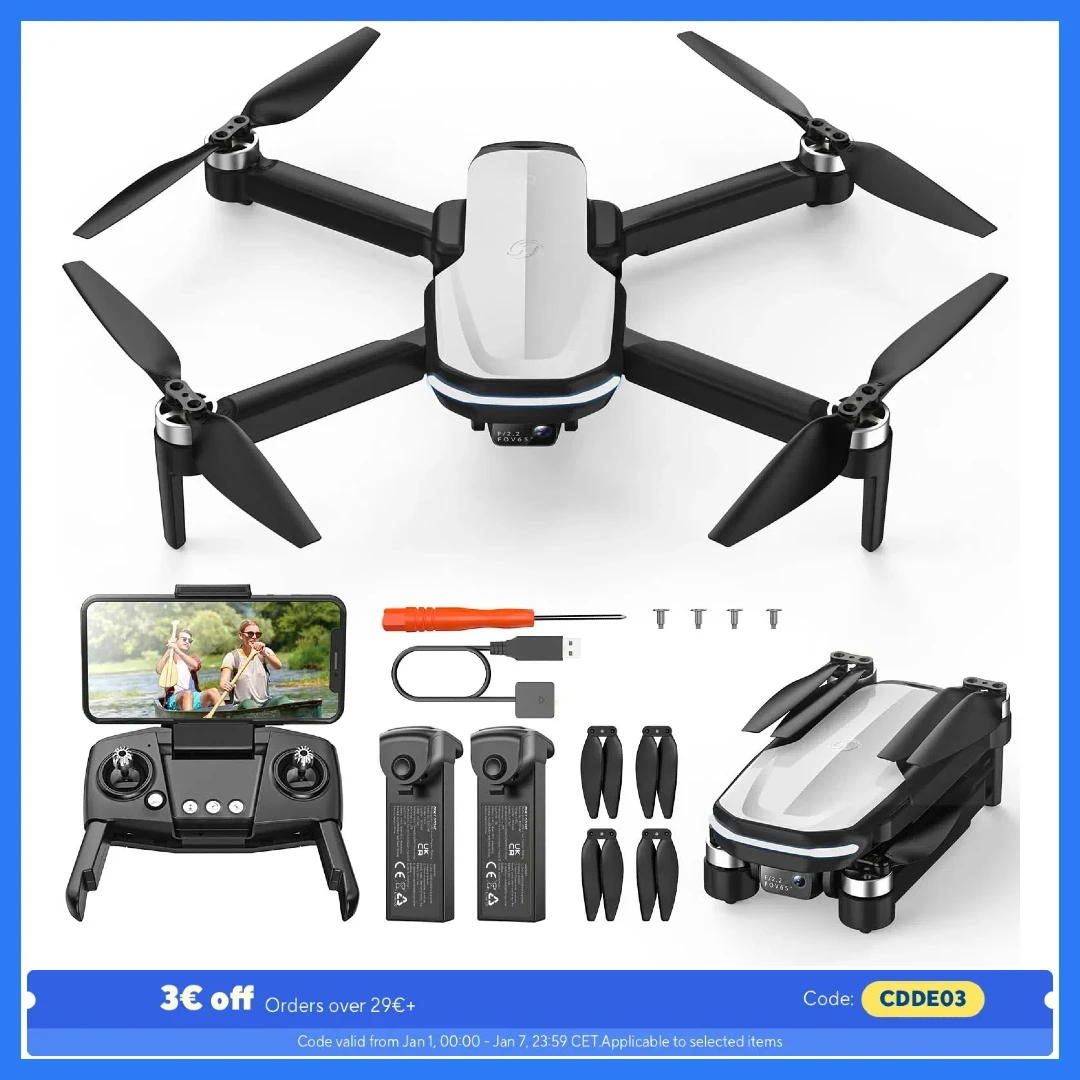 Holy Stone HS280D 1080P Foldable FPV Drone, 2 Batt., Long Flight, Brushless, Gesture Control, Quadcopter for Kids,C0.