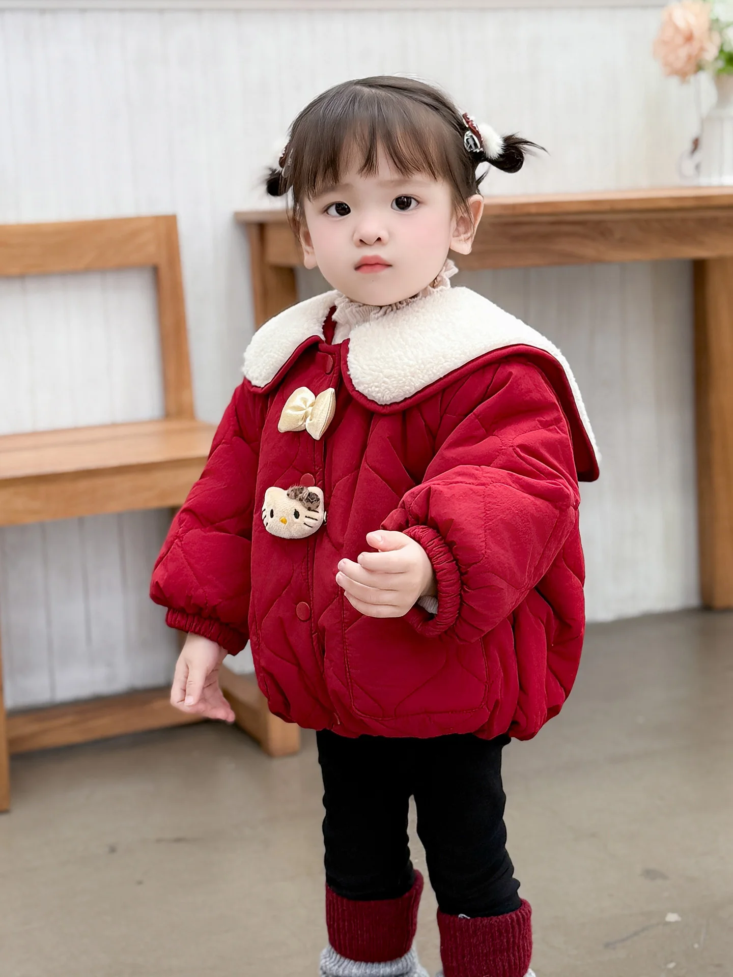 

Новое зимнее праздничное хлопковое пальто для девочек на годик, нарядное, для особых случаев