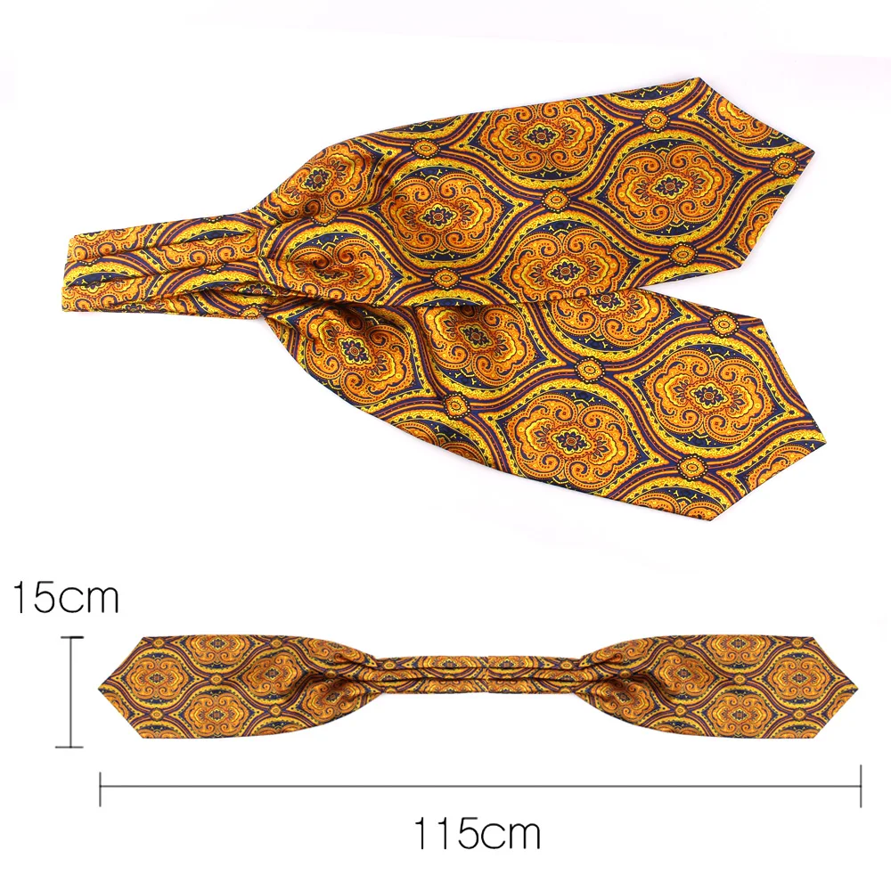 Žlutý paisley muži anacardium occidentale závazek svatební formální cravat ascot scrunch sebe britský pán polyesterová měkké paisley krk závazek luxusní