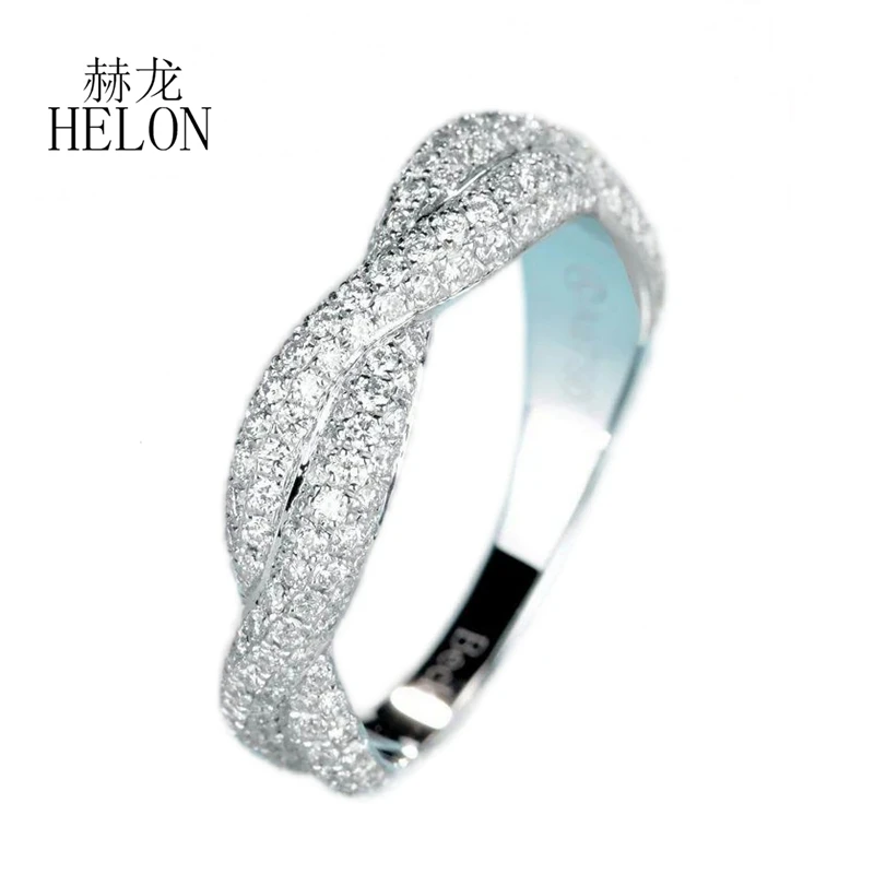 HELON Solid 14K White Gold 1ct H/SI Round Natural Diamonds Engagement Ring Women Diamond Wedding Trendy Elegant Unique Jewelry