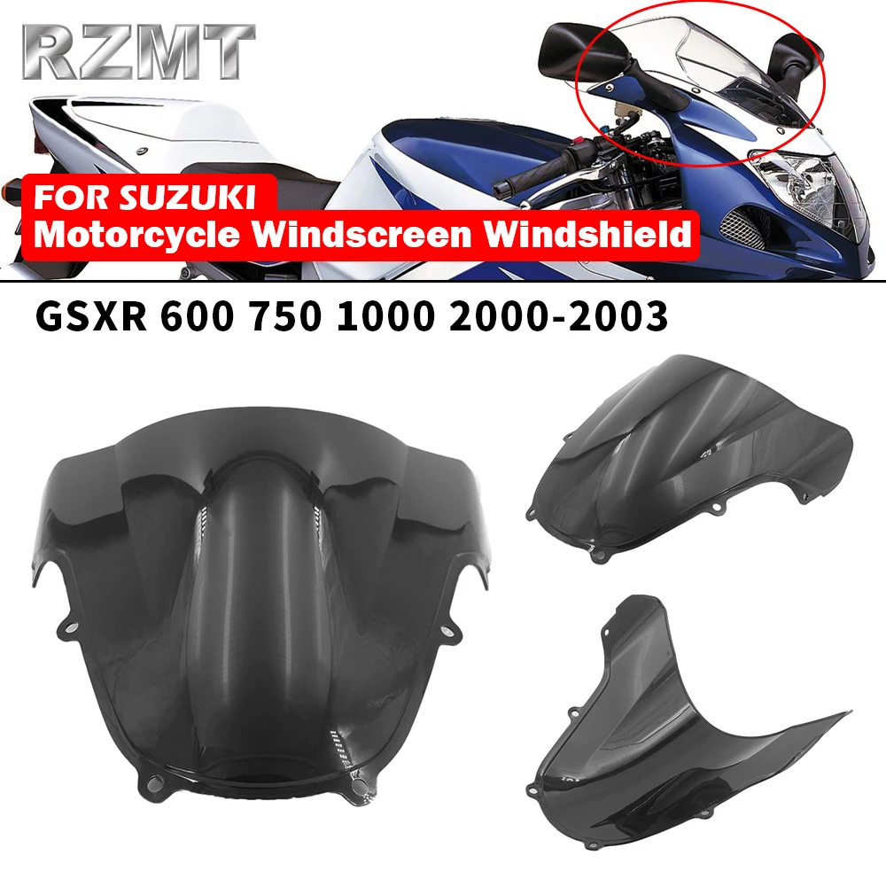 

Ветровое стекло для SUZUKI GSXR600 GSXR750 GSXR1000 2000-2003, экран для лобового стекла, экран с двойными пузырьками, ветрозащитный экран, аксессуары для мотоциклов