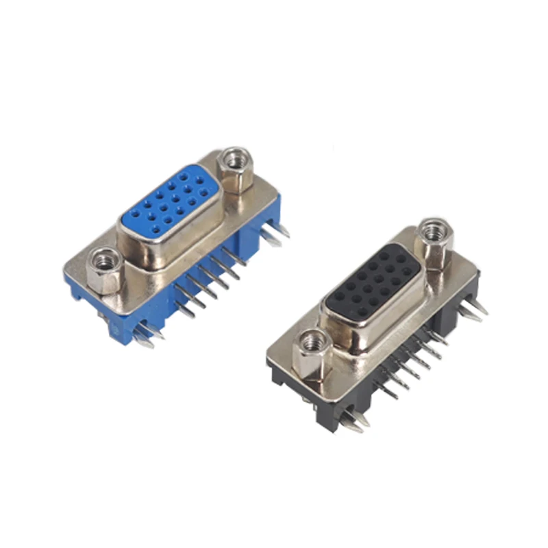 【30-5PCS】DB15 DR15 3 filas puerto paralelo 15 Pin D Sub hembra macho 15 vías PCB conector de 90 grados DB15 enchufe adaptador VGA