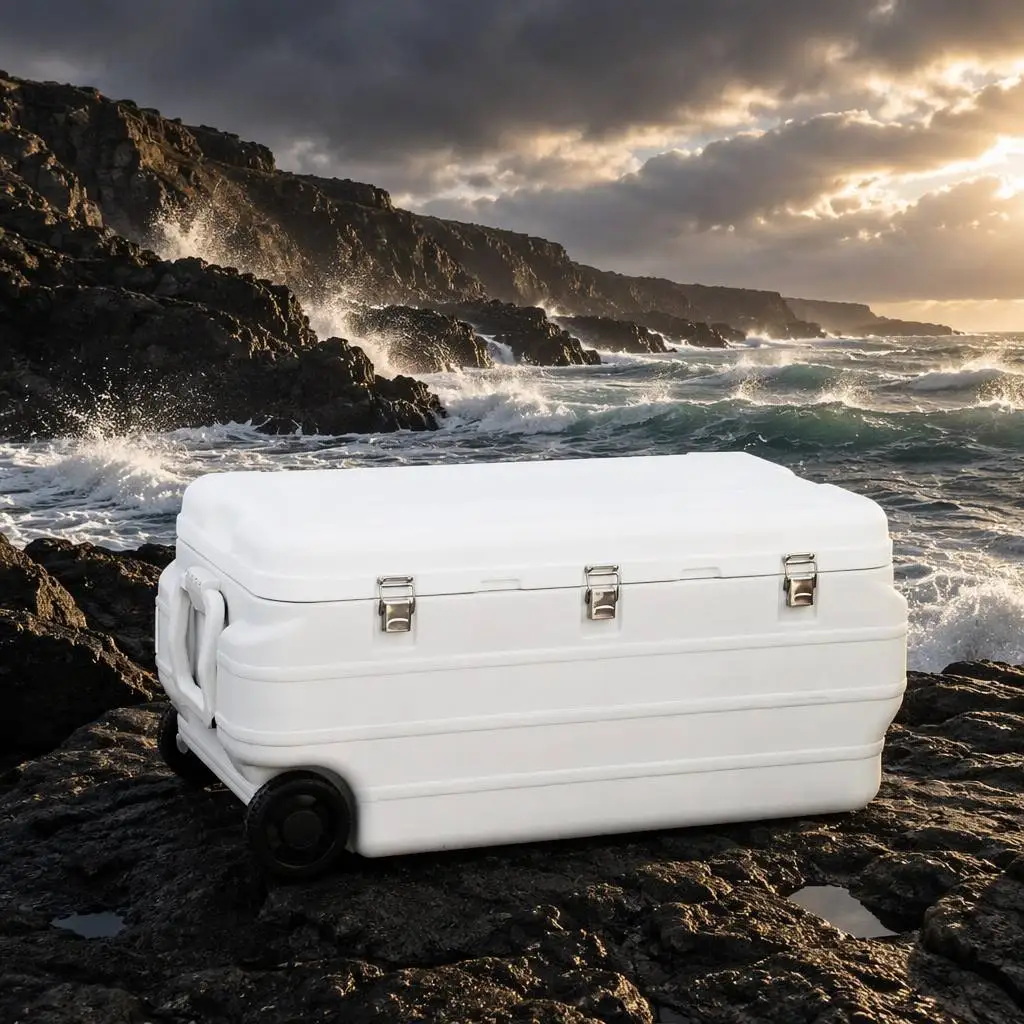 170L Heavy-Duty Wheeled Cooler Box 6-Side PP 100kg Load Capacity Dry Ice Compatible Portable