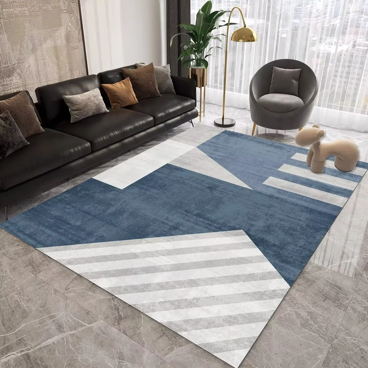 Modern Simple Style Carpet for Living Room Geometric Non-slip Decorative Rug for Bedroom Cloakroom Easy Cleaning Floor Mats 러그