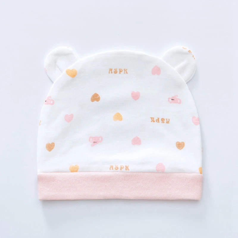 1pc Cotton Cute Baby Hat Soft Elastic Newborn Warm Beanie Cap Singe Layers Bonnet Turban for 0-3 Months Baby Boys Girls