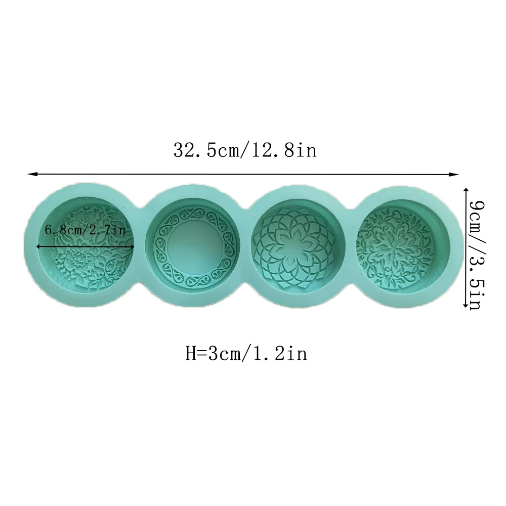 3D Handmade Silicone Soap Mold 4 Types Flower Soap Making Mould DIY Circular Shape Soaps Craft Tools Round Mooncake Mold