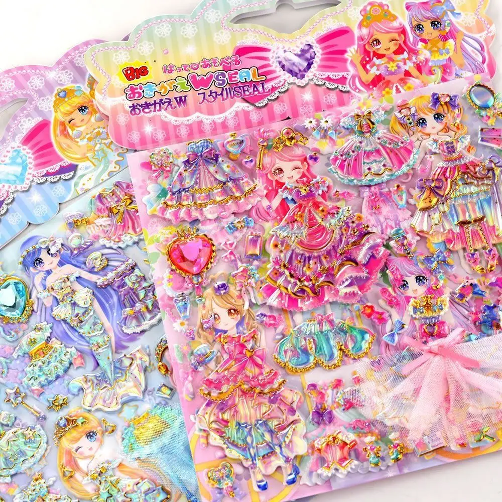 Pretty Princess Princess Changing Sticker Gilding Skirt Dress Dress Up Sticker Double Layer 3D Changeover Sticker Hand Book