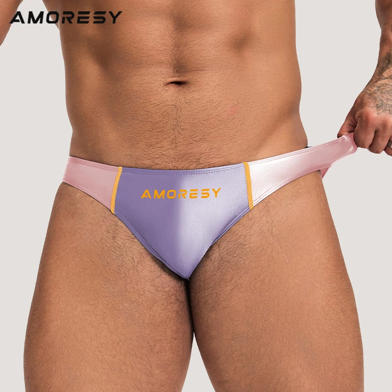 AMORESY Oceanus Collection Spandex Color Block Ultra Low Rise Swim Briefs