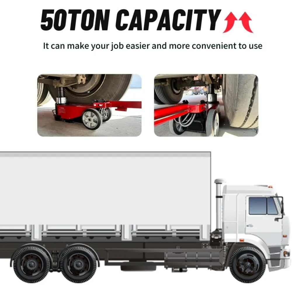 رافعة أرضية هيدروليكية هوائية شديدة التحمل 50 طن لرفع السيارات والشاحنات في المرآب ومحلات الإصلاح، مقاس 7.6 إلى 14.5 بوصة