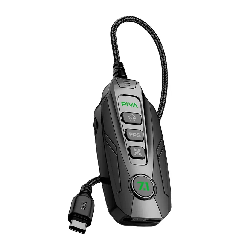 سماعات ألعاب PIVA GS20 بطاقة صوت خارجية 3.5 ملم إلى محرك Type-C مجاني 7.1 USB اتصال خارجي