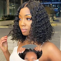 6×4 Glueless 100% Human Wigs Deep Wave Ready To Wear Short Bob Transparent Lace Frontal Wear And Go Wig Deep Curly For Woman