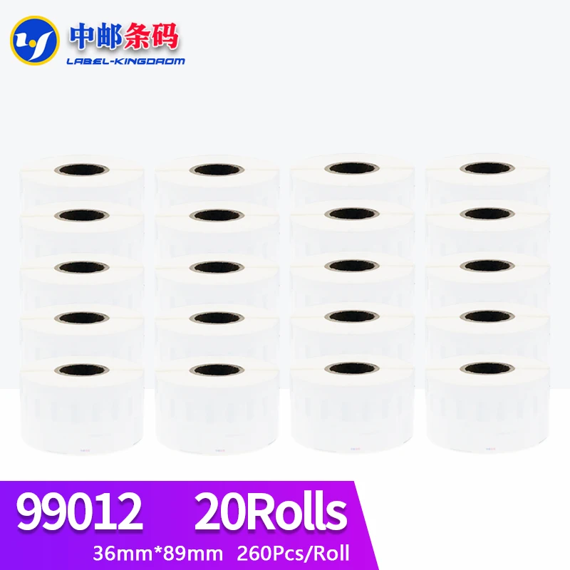 20 Rolls Dymo Compatible 99012 Label 36mm*89mm 260Pcs for LabelWriter400 LW450 LW450Turbo 4XL Printer Seiko SLP440