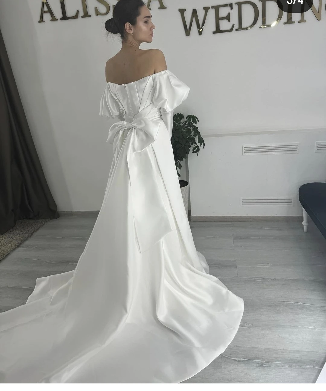 エレガントなAラインのウェディングドレス、女性用、オーダーメイド、ブライダルガウン、魅力的なローブ・ド・マリー、レースアップバック、ボウ、ロングテール