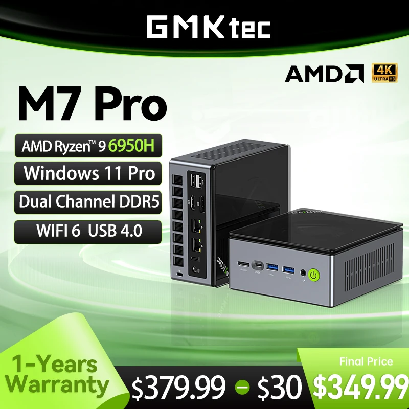 GMKtec Pc Mini M7 PRO AMD Ryzen9 PRO, NUCBOX 6950H AMD Radeon™Jendela 680M 11 Pro WIFI 6 USBC 4.0