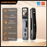 SANKESONG Tuya Camera Electronic Lock 3D Face Recognition Fingerprint Smart Door Lock Digital Electronic Key IC Card APP Unlock