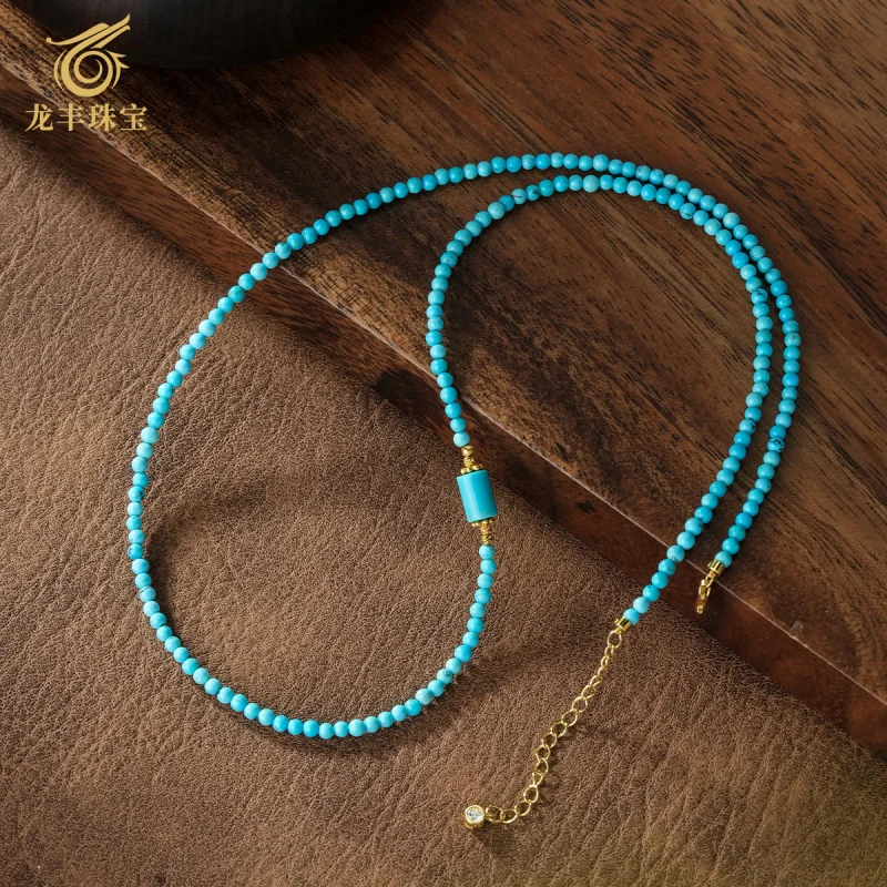 

Necklace Natural Turquoise Round Beads Niche Style Elegant Collarbone Chain