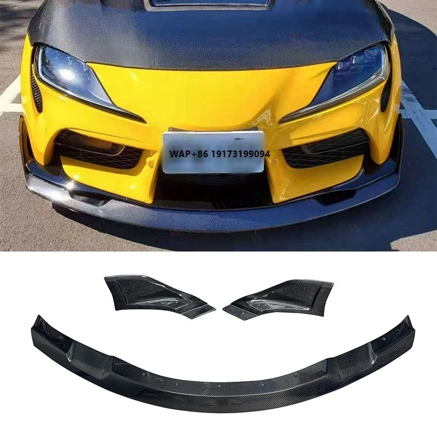 

3pcs Carbon Fiber AG Style Front Bumper Lip Spoiler Bodykit New for-Toyota for Supra GR A90 A91 Mk5 2019+ Front Lip Splitter