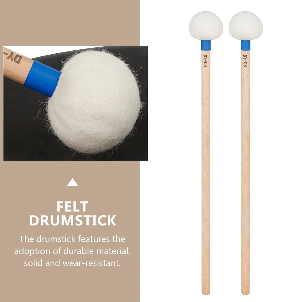 

2Pcs Timpani Sticks Felt Drumsticks Durable Material Solid Wear Resistant Percussion Mallets Accessories Excellent Sound Quality