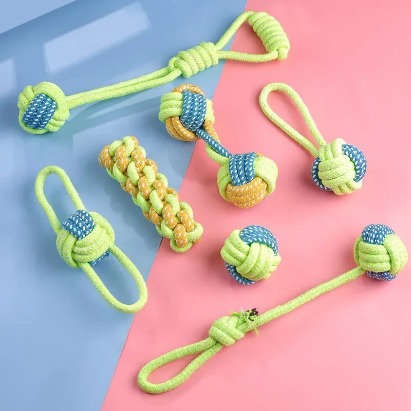 Pet Cotton Rope Dog Toy Set Dog Teeth Grinding Teeth Cleaning Cotton Rope Bite Resistant Dog Rope Toys