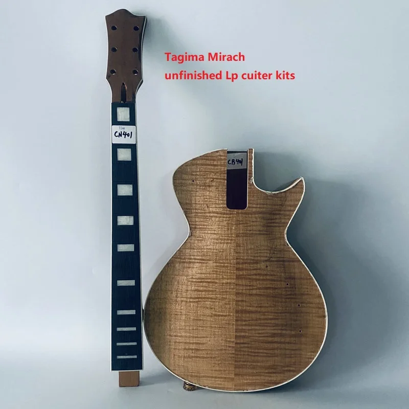 DIY Guitar Kits Genuine Tagima Mirach Semi Finishing Guitar+Neck No Frets One Set for Replace Authorised Solid Mahogany Wood