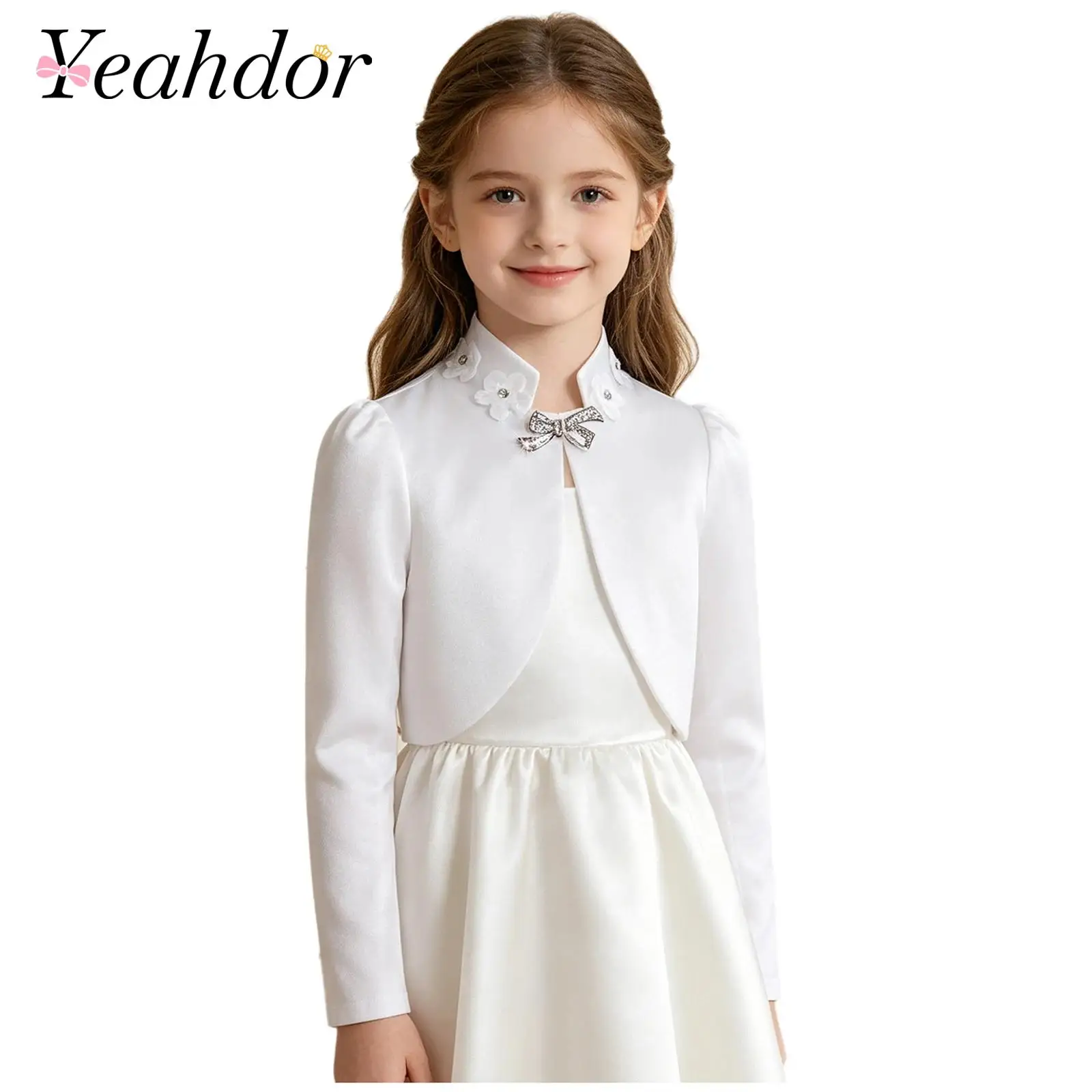 

Flower Girls Dresses Jacket Coats Kids Long Sleeves Bolero Girls Jacket Shrug Pageant Wedding Party Dress Short Cardigan Tops