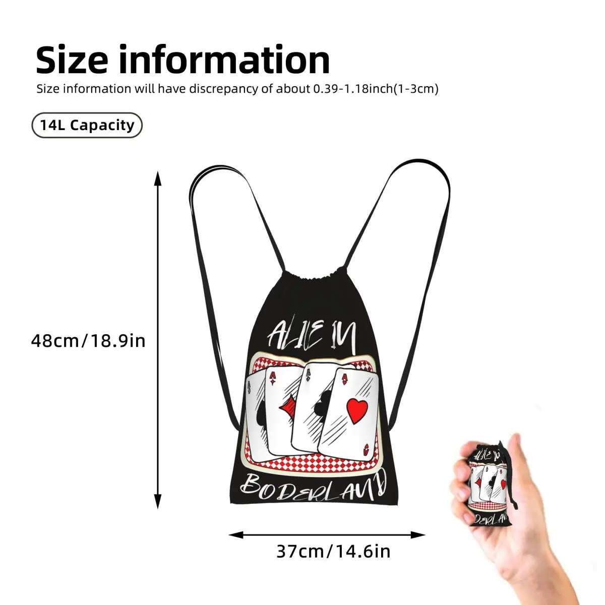 ALICE IN BORDERLAND Drawstring Backpack Sports Gym Bag Portable Travel Drawstring Bag for Men Women
