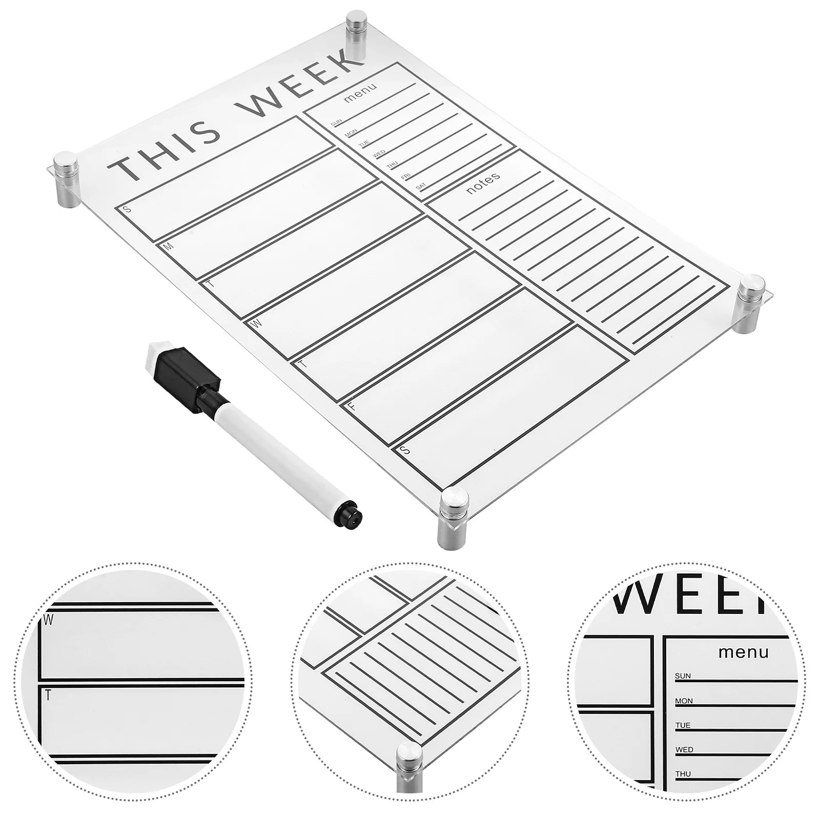 1 مجموعة 1 مجموعة تخطيط قابل للمسح للمكتب الاكريليك مذكرة التخطيط الأسبوعي تذكير مجلس أسبوعي استخدام المنزل المدرسة السفر #4