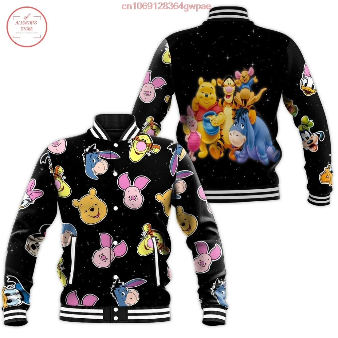 2023 New Winnie The Pooh Eeyore Disney Baseball Jacket Street Harajuku Y2K Men's And Women's Casual Jacket Fashion Hoodie