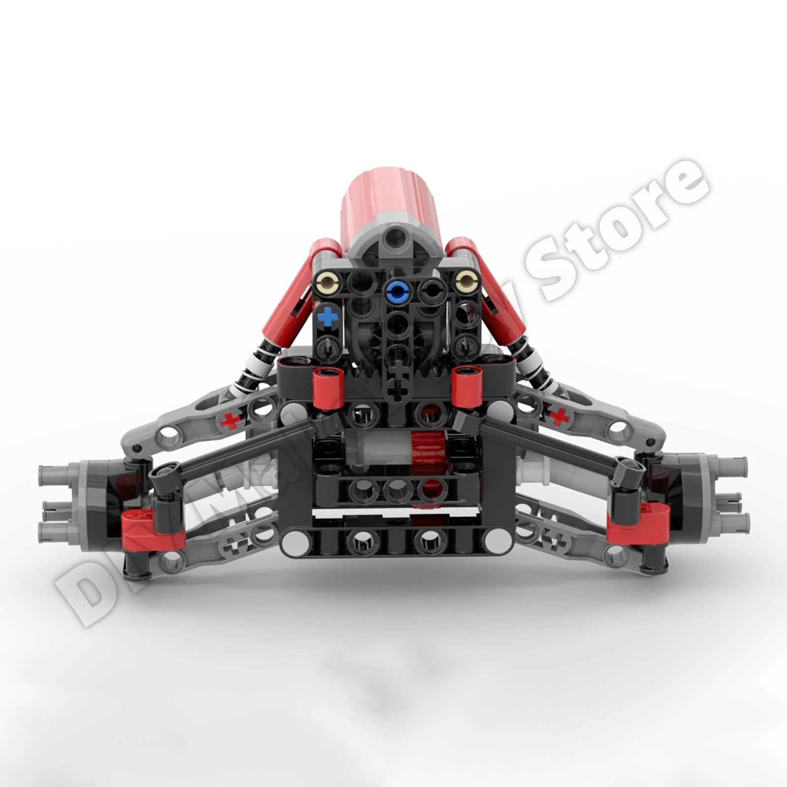 MOC 4WD Car Front Steering with 4th Differential Technology Vehicle Front Axle Shock Absorber Suspension Chassis Parts DIY Toys