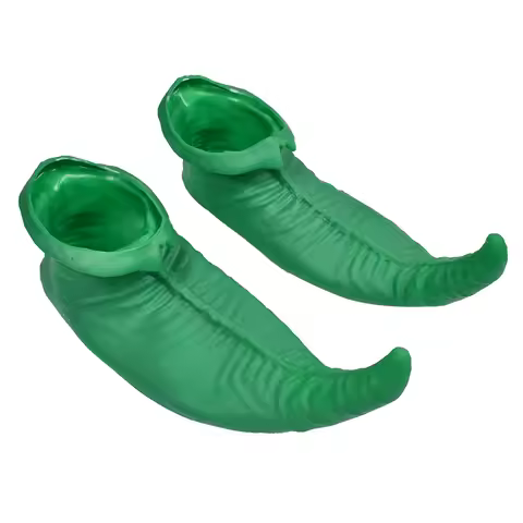 Halloween Funny Style Props Green Clown Shoes Festival Stage Performance Clown Dressing Green Leather Shoes