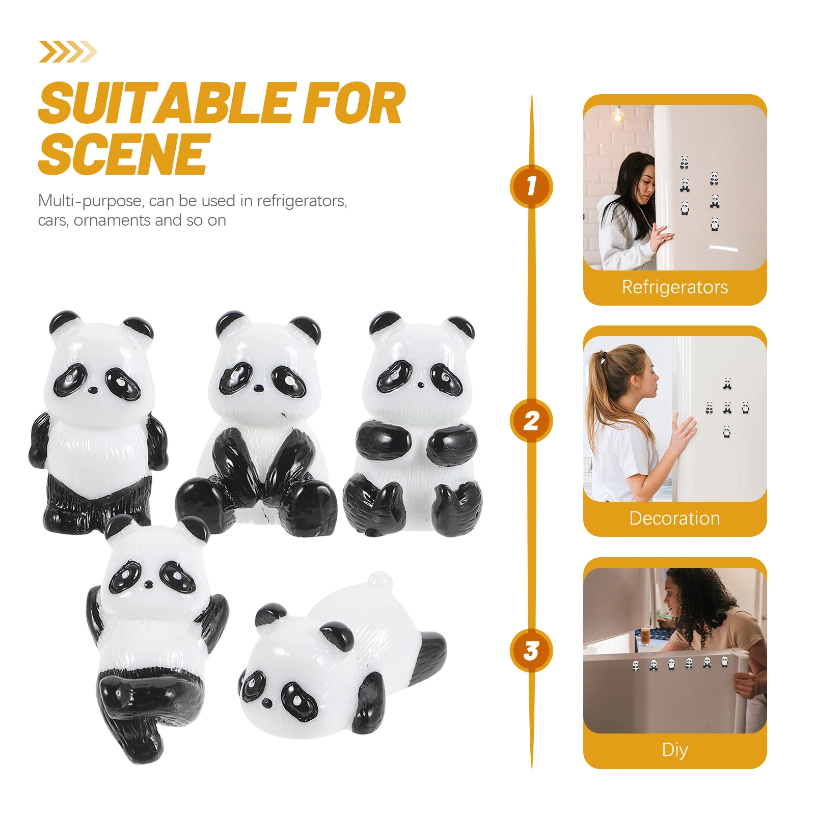 

5pcs Cute Panda Accessories Mini Animal Figurines Resin Decor For Garden Car Fridge Tiny Statues Party Cake Decorations
