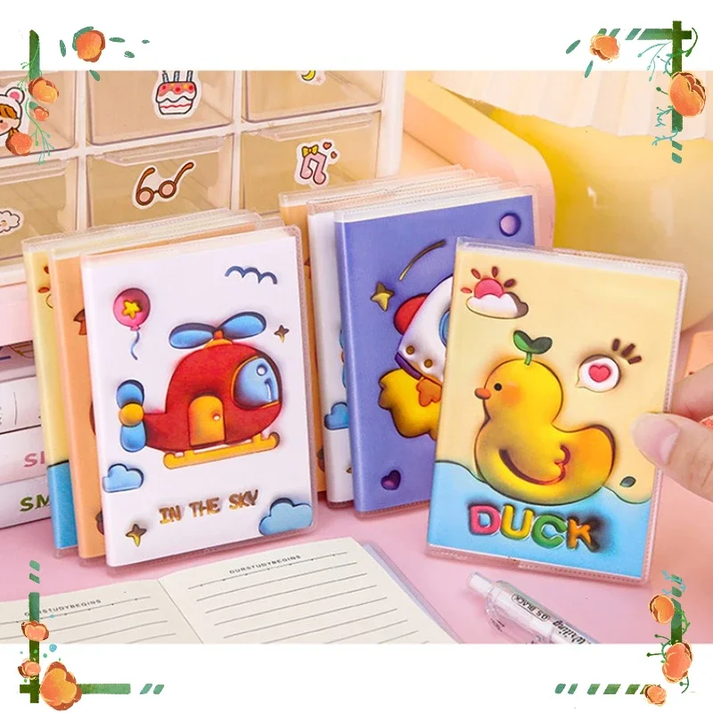 12 Pcs Wholesale Writing Pads Cartoon A7 Horizontal Line Adhesive Cover Students 3D Drawing Notebook Cute Pocket