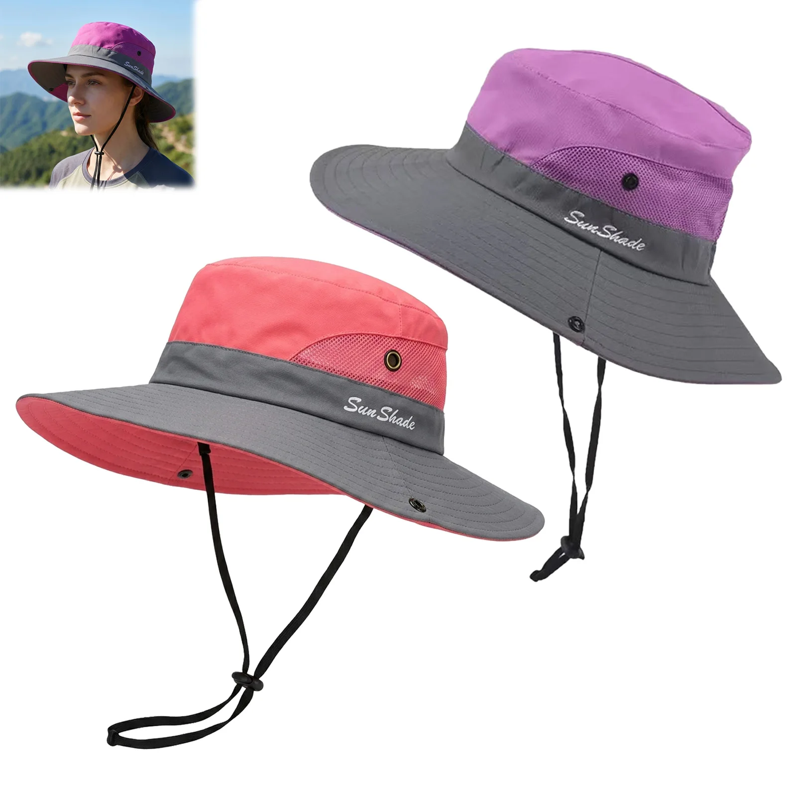 Women's Outdoor Foldable Sun Hat UPF50+ Wide Brim for Hiking Fishing Travel