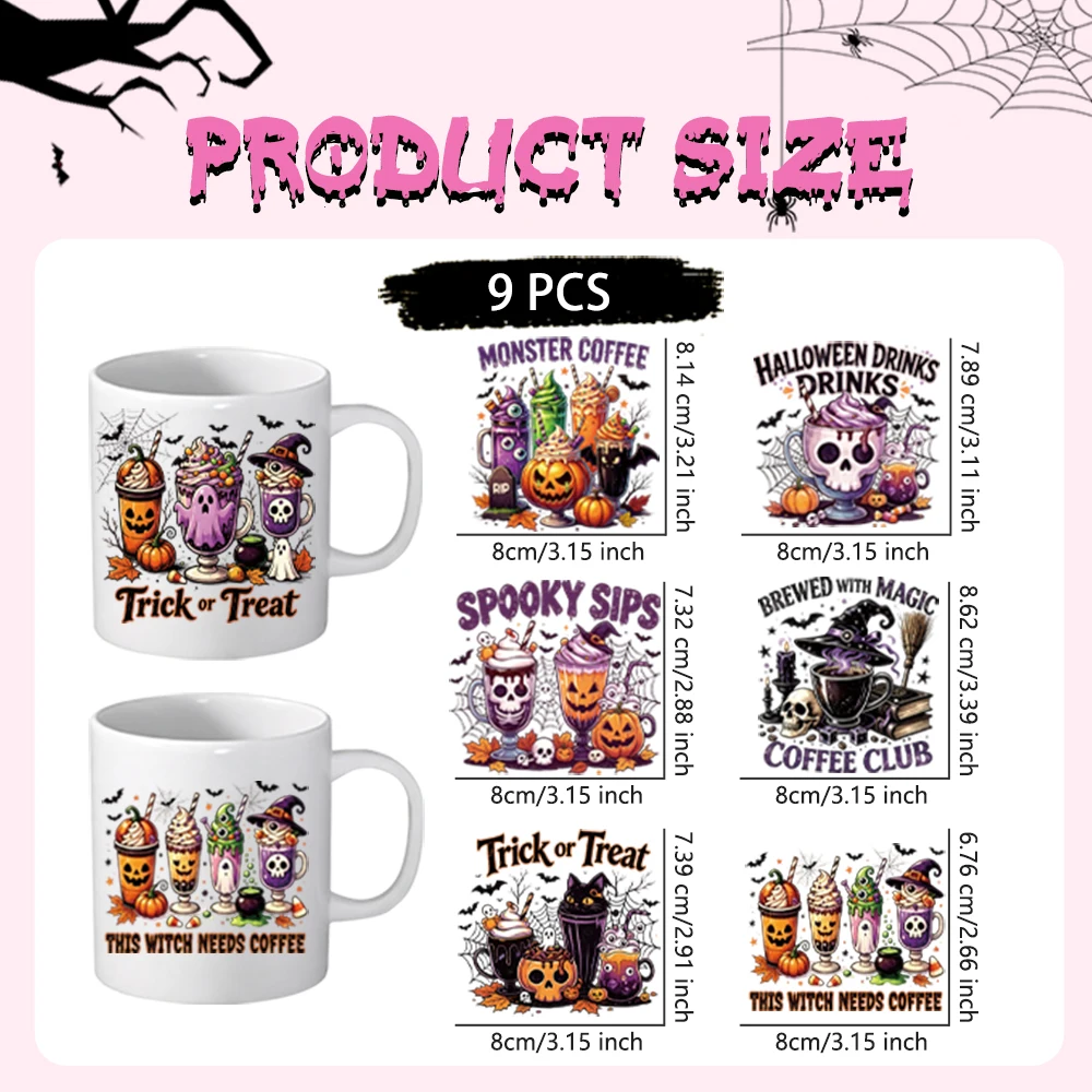 9 purple ghost drink UV DTF stickers, scratchproof decals for laptops & tablet cases view 2
