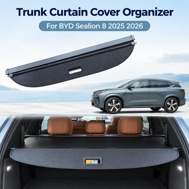 Trunk Curtain Cover Organizer For BYD Sealion 8 2025 2026 TANG L Rear Rack Partition Shelter Cargo Storage Luggage Shield Shade