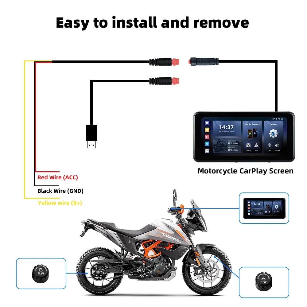 EKIY M17C 6.25 Inch  Motorcycle GPS Navigation Wireless CarPlay Display Screen TPMS Motorcycle Wireless Android Auto Monitor image 6