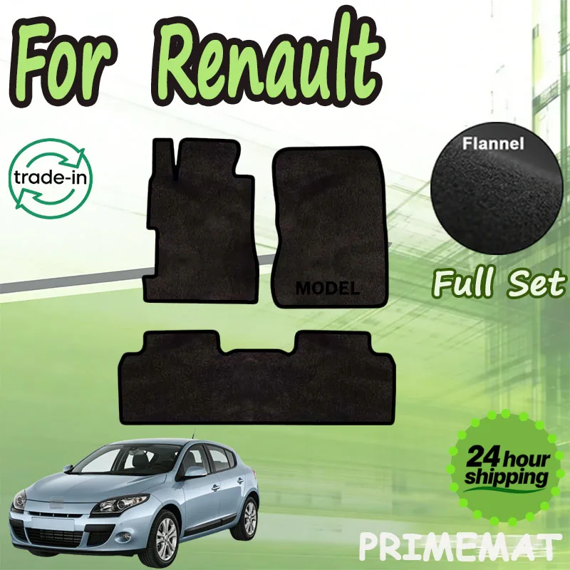 

PRIMEMAT Flannel For Renault Megane III 3 MK3 2009~2017 Car Floor Mats Rugs Panel Footpads Carpets Cape Cover Foot Pads Stickers