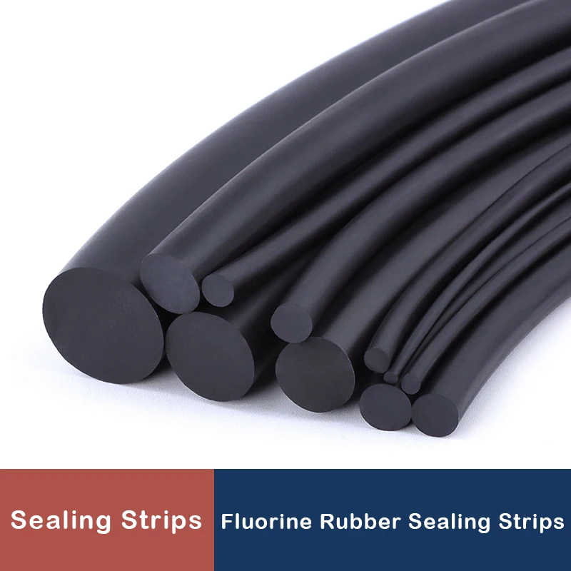 1/5m Fluorine Rubber Strip Diameter 2,3,4,5,6,7,8,10,12,15 mm Black Solid Not Foaming High Temperature O-Ring Bar Seal