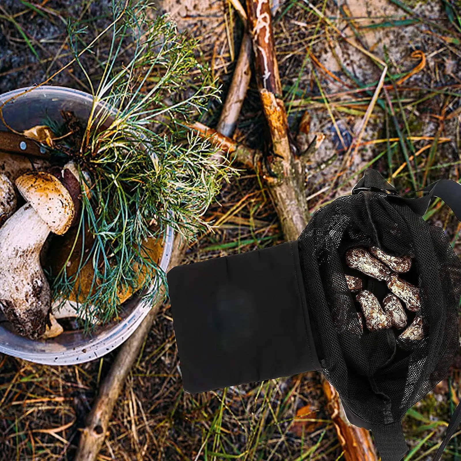 

Mushroom Foraging Bag Mesh Hunting Bag Reusable Harvesting Picking Pouch Adjustable Strap for Hiking Vegetable Camping Lovers