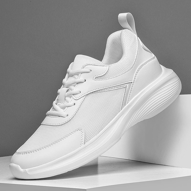 

Новые мужские повседневные спортивные кроссовки из сетки с эффектом увеличения роста, дышащие, с защитой от запаха, нескользящие, удобные, простые, для ежедневных прогулок и походов