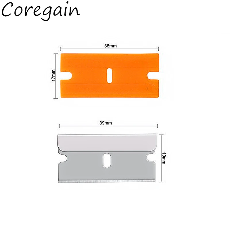 100 stücke Rasiermesser Schaber Klingen Kunststoff Klinge Ersatz für Auto Aufkleber Entferner Aufkleber Fensterglas sauber Schaber Kleber Entferner