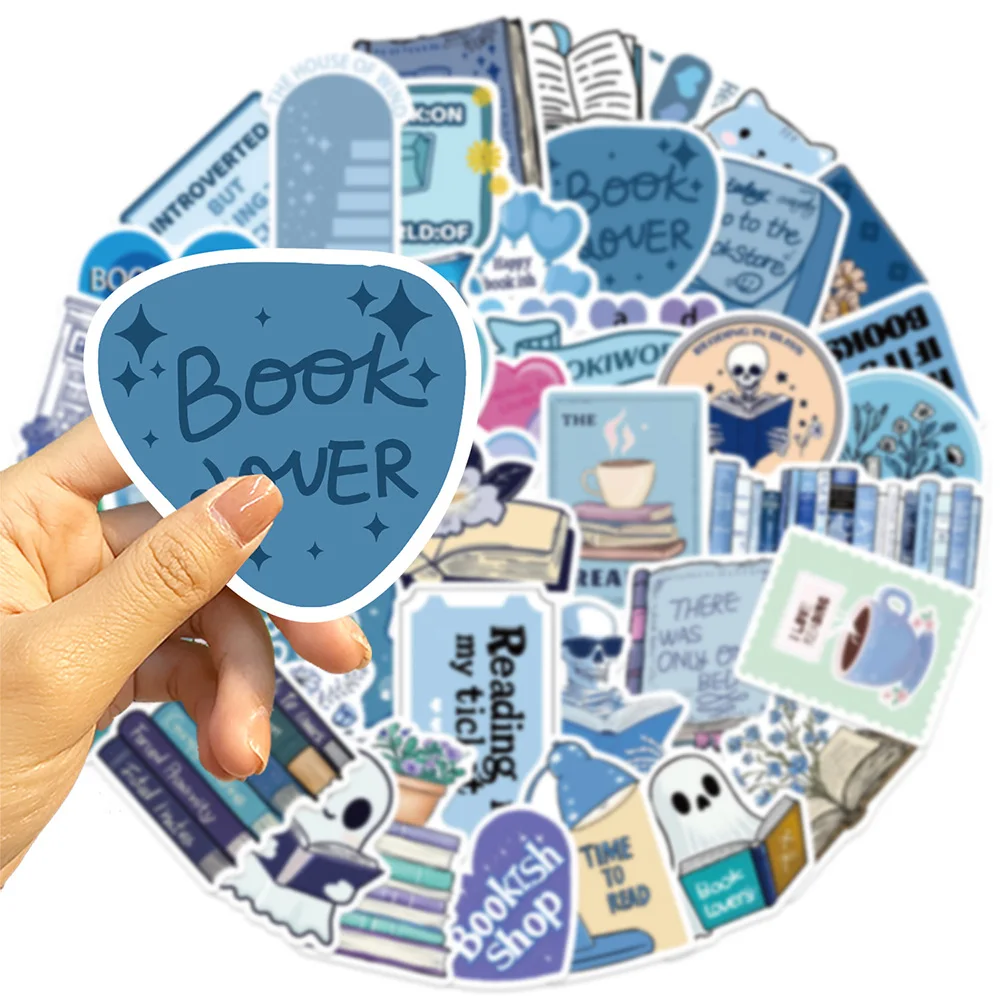 10/30/50 قطعة مضحك الكرتون الأزرق Bookish القراءة ملصقات الشارات DIY بها بنفسك محمول دفتر الثلاجة الهاتف لاصقة تزيين الاطفال اللعب #4