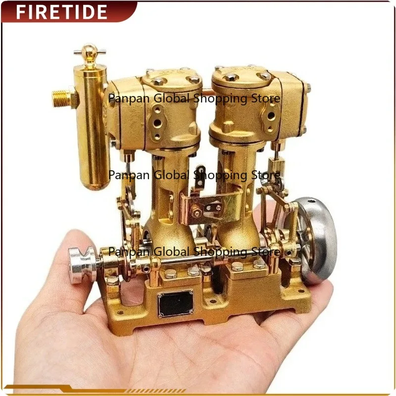 R-W-L2 Steam Engine Model Twin Cylinder Steam Ship Engine Small Air Pump Stirling