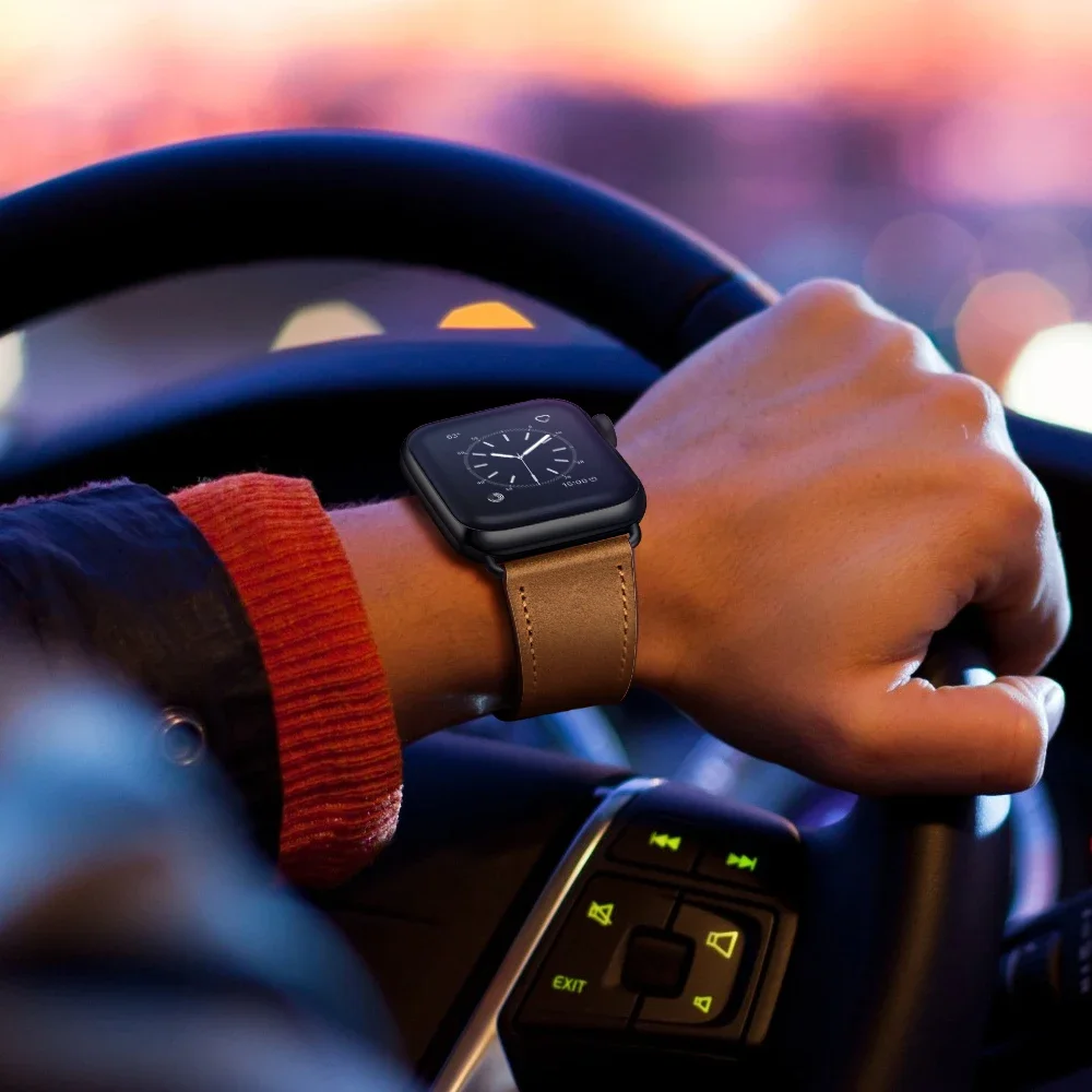 Кожаный ремешок для Apple Watch Ultra 49 мм 10 9 8 7 46 мм 45 мм 41 мм 44 мм 40 мм 42 мм Модный классический браслет iWatch 6 5 4 SE correa