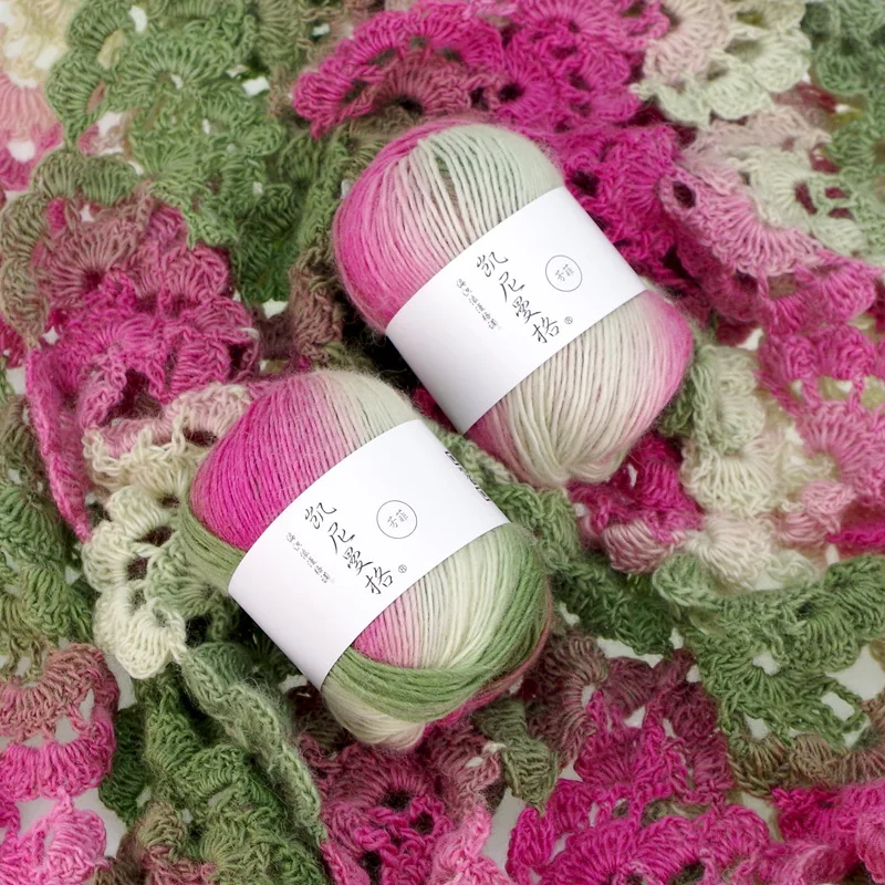 Kenimange-Rainbow Thread Shawl for Lady, Yarn Section, dyed Wool, Handmade Crochet Wool Ball, Irish Shawl Thread, 50g