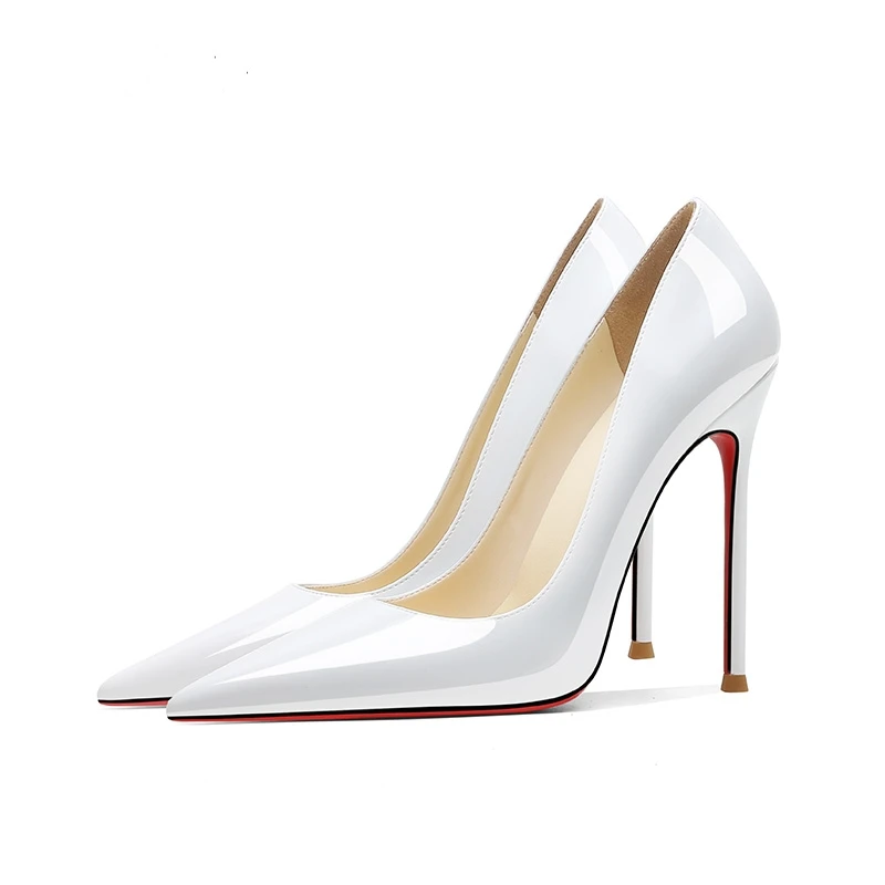 Black high heels slim heels sexy new style patent leather, comfortable and versatile, pointed professional red sole single shoes