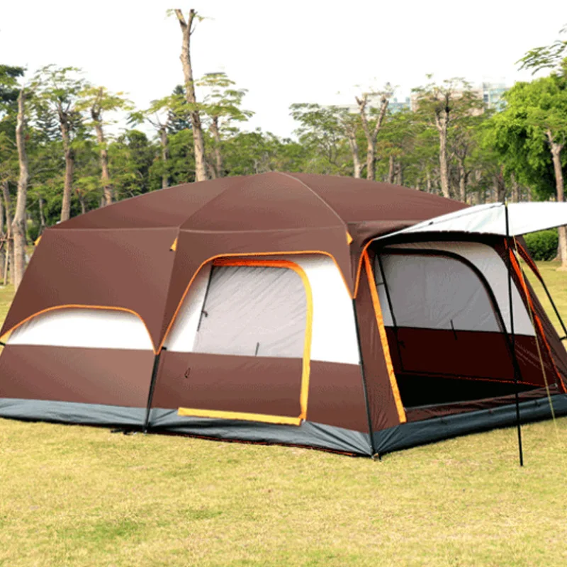 Tienda de campaña familiar de 320x220x195cm para dormitorio de 5 a 8 personas, 1 salón, dormitorio grande, ocio, Camping al aire libre, doble tienda gruesa a prueba de lluvia
