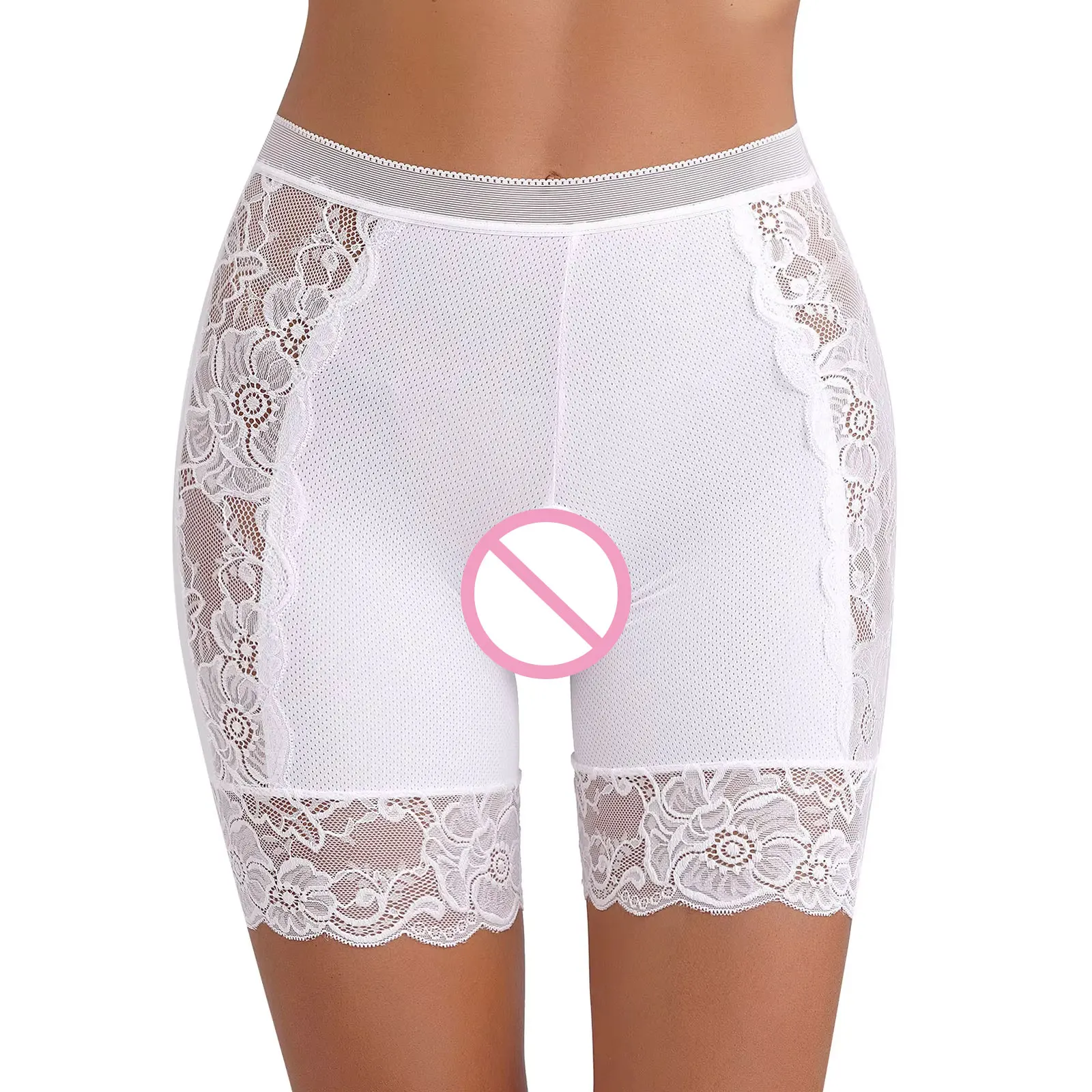

Womens Sexy Crotchless Underwear Knickers Lace High Waist Safety Shorts Briefs Open Crotch Panties Underpants Nightwear Clubwear